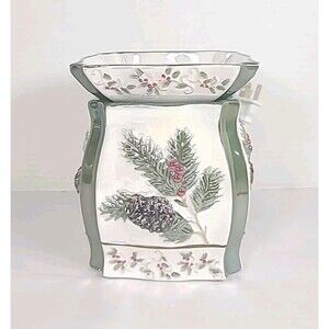 NOB Yankee Candle Electric Wax Warmer Christmas Pine Cone Ivy Red Berries